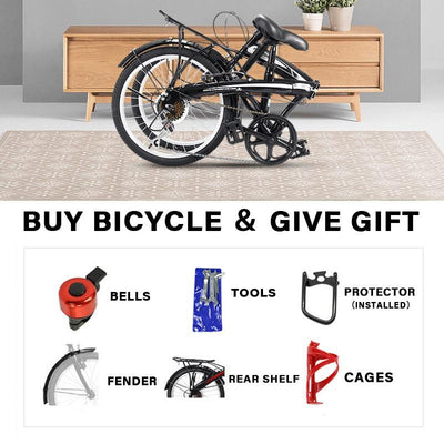 Forever Foldable Bicycle 20 Inch 7 Shifting Folding Bicycle High Carbon Steel Bow Back Frame Fashion