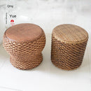 Rattan-made Low Balcony Bench Sofa Straw-made Household Seat Pier Small Round Stool Tatami Chair