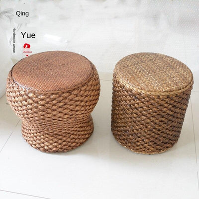 Rattan-made Low Balcony Bench Sofa Straw-made Household Seat Pier Small Round Stool Tatami Chair