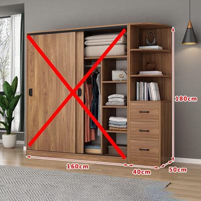 Sliding Door Wardrobe Simple Modern Bedroom Household Storage Children's Solid Wood Panel Locker