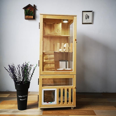 Cat House Cage Villa Solid Wood Household Cabinet Indoor Three-storey Luxury Nest Apartment