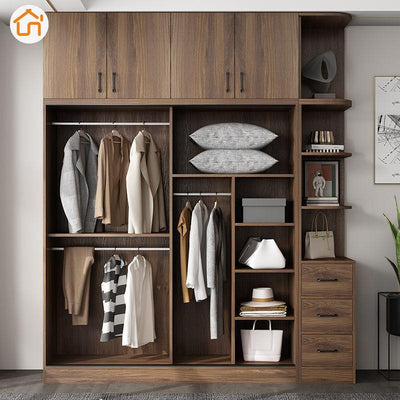 Simple Wardrobe Sliding Door Modern Small Family Bedroom Wooden Storage Cabinet Economy Style