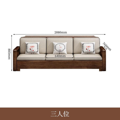 AUSITUR Sofa Living Room Solid Wood Sofa Winter And Summer Dual-use New Chinese Chaise Sofa Set