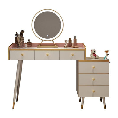 Nordic Dressing Table With Mirror Light Luxury Style Make Up Table Bedroom Storage Cabinet