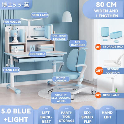 Ergonomic Kids Study Table Children Kids Table and Chair Set, Height Adjustable Student Study Table