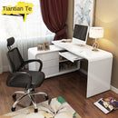 Modern and Simple Desktop Office Computer Corner Home Desk Combination Bookcase White Paint