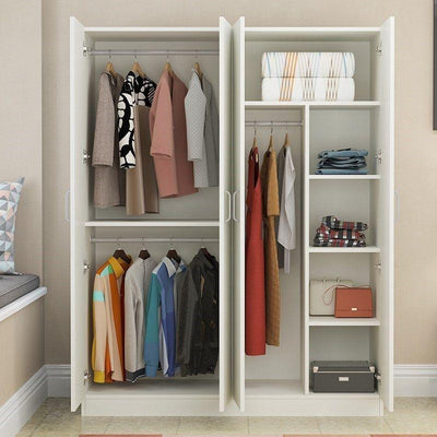 Bedroom Square Lattice Cabinet Wardrobe 140cm Small Household Load-bearing Wood 40/50 Deep Hanging