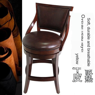 Bar Chair Chuangyun American Country First Layer Cowhide Rotating Beech Genuine Leather High