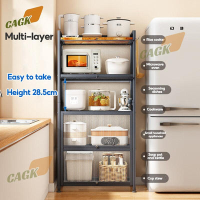 CAGK Kitchen Rack Storage Cabinet With Door Floor-standing Multi-layer Microwave Oven Pot Rack