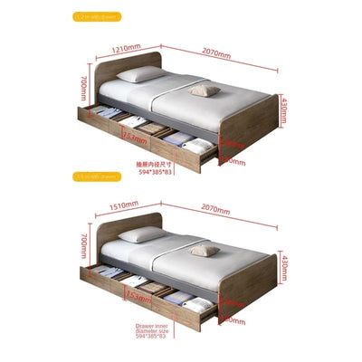 Single Bed Storage Bed 1.2m/1.5m Small Apartment Simple Modern Economic Storage Nordic Wind Bed