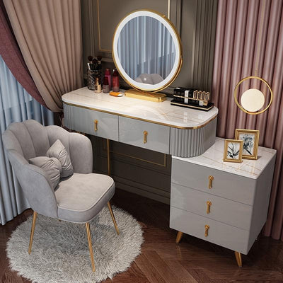 YICHANG LED Nordic Dressing Table Network Red Make Up Table Small Family Bedroom Modern Simple Wood