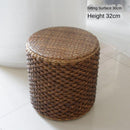 Rattan-made Low Balcony Bench Sofa Straw-made Household Seat Pier Small Round Stool Tatami Chair