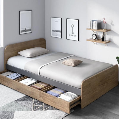 Single Bed Storage Bed 1.2m/1.5m Small Apartment Simple Modern Economic Storage Nordic Wind Bed