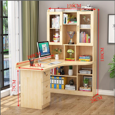 IN STOCK Solid Wood Bookshelf Combination Corner Children's Learning Home Student Computer Desktop