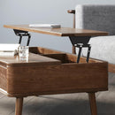 (MUWU) Multifunctional Folding Coffee Table Noble Quality Solid Wood Furniture Walnut Color Lifting
