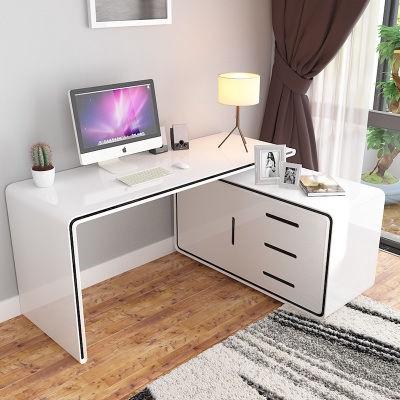 Modern and Simple Desktop Office Computer Corner Home Desk Combination Bookcase White Paint