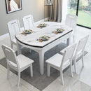 Marble and Chair Combination Modern Simple Telescopic Folding Variable Round Dining Table Solid Wood