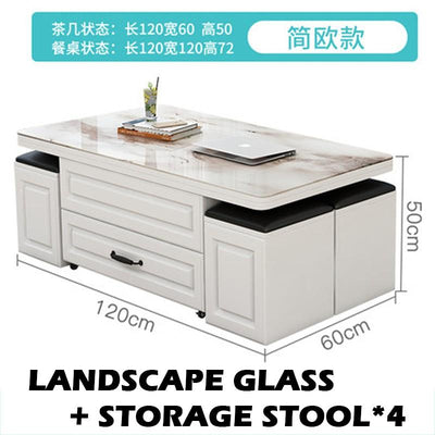 Foldable Dining Table Marble Table Top Small Apartment Home Retractable Coffee Table Folding Table