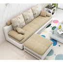 L-shaped 3-4 Seat Sofa With Footrest Living Room Economical Sofa Bed Combo Set Removable And