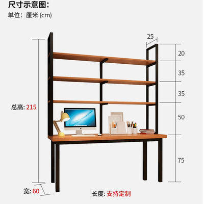 🎉Ready Stock🎉Loft Double Solid Wood Desk Bookshelf Combination Home Office Long Study Computer