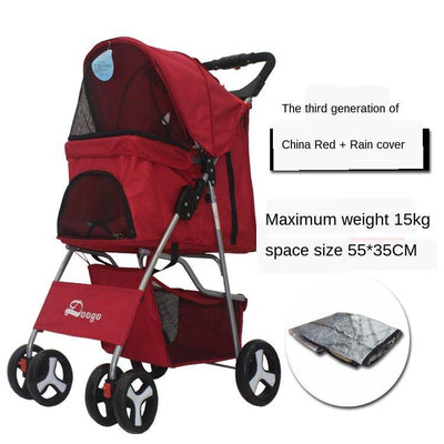 Foldable Pet Stroller Dog Detachable Cart with 4 Wheels