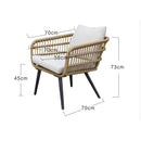 DF Outdoor 3 Seater Sofa Rattan Waterproof Set Balcony Courtyard Anticorrosive Furniture Rattan Sofa