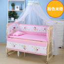 Crib Solid Wood Baby Bed Lacquerless Baby Cradle Foldable Multifunctional Desk Mobile Portable