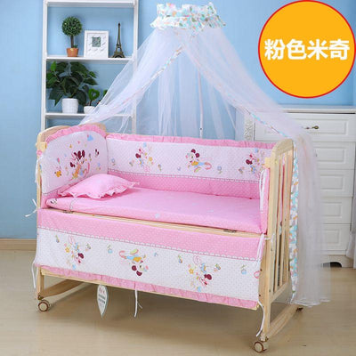 Crib Solid Wood Baby Bed Lacquerless Baby Cradle Foldable Multifunctional Desk Mobile Portable