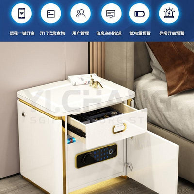 YICHANG Smart Bedside Table With Safe Box Bedside Cabinet With Safe Box Fingerprint Light / USB