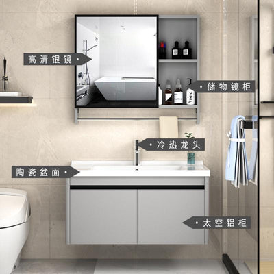 PYGH Italian Slate Bathroom Cabinet Thickened Aluminum Alloy Bathroom Vanity Cabinet Bathroom Smart