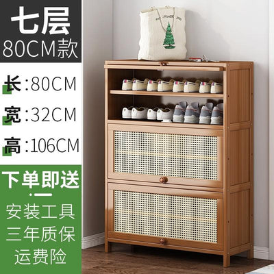 Rattan Bamboo Shoe Rack Shoe Rack Deodorant Breathable Floor Mounted Multi-layer Shoe Cabinet