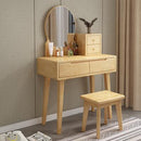 Orange Nordic Solid Wood Dressing Table with Light and Mirror Integrated Modern Simple Small Bedroom