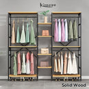 Kinbolee Solid Wood Clothes Rack With Bag Shelf Clothes Stand Steel Pipe Clothes Hanging Rack