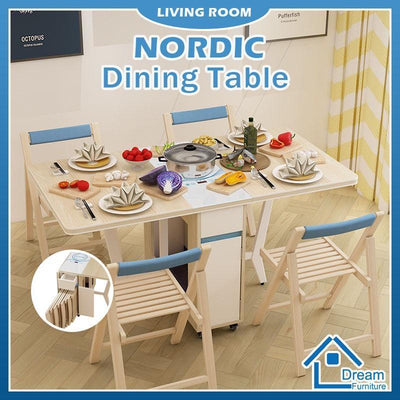 Small-sized Solid Wood Induction Cooker and Chair Nordic Combination Simple Folding Multifunctional