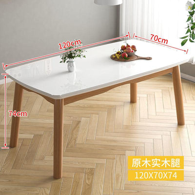 【YUEHUA】Glass Solid Wood Dining Table And Chair Set Home Small Apartment Modern Simple Telescopic