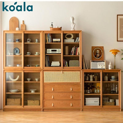 Koala Nordic Solid Wood Bookcase Combination, Floor Standing Living Room, Storage Cabinet, Simple