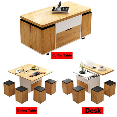 Simple Lifting Tea Table Dual-use Living Room Small Multi-functional Folding Coffee Table Telescopic