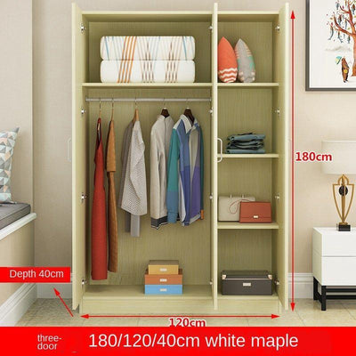 Bedroom Square Lattice Cabinet Wardrobe 140cm Small Household Load-bearing Wood 40/50 Deep Hanging