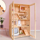 Pet Cage Villa Luxury Three-story Cat Villa Display Cabinet Household Solid Wood Pet House Nest