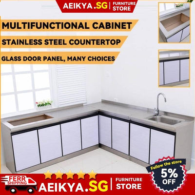 Stainless steel cabinet thickened kitchen stove sink cabinet