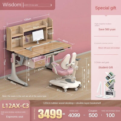 🔥 Hot Sale 🔥 Flange Barbie Hao Xue Tong Children Study Pupils Desk Solid Wood Writing Table and