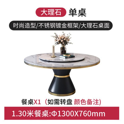 APOLLO Natural Marble Dining Table With Turntable Simple Slate Round Table Dining Table And Chair