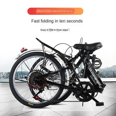 Folding 20-inch Adult Male Female Youth Student Shock Absorption Variable Speed Bicycle Small and