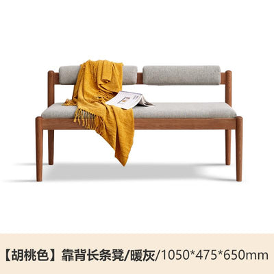 Genji Wood Language Wood Solid Bench Simple Oak Dining Stool Soft Bag Bench Northern European