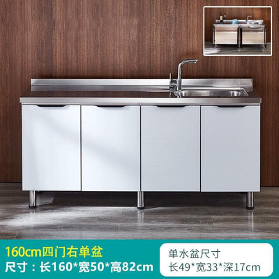 Simple stainless steel economical hearth integrated assembly kitchen cabinet household for renting