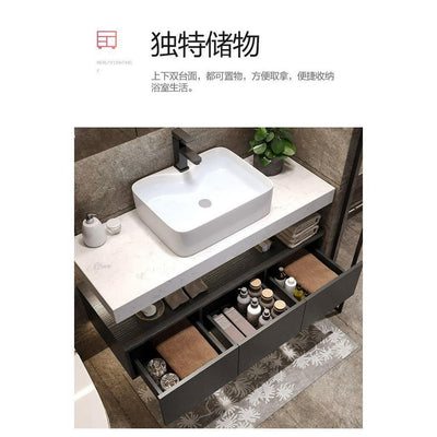 Marble Bathroom Cabinet Combined With Solid Wood Wash Basin Marble Washbasin