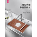 Ashas 304 Stainless Steel Kitchen Hand-made Sink Cover Plate Hidden Dish Washing Basin with Knife