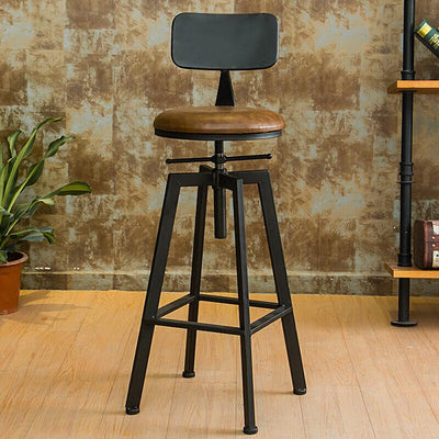 Retro Bar Adjustable Height Round Wooden Counter Bar Chairs For Kitchen Dining Commercial Cafe Shops