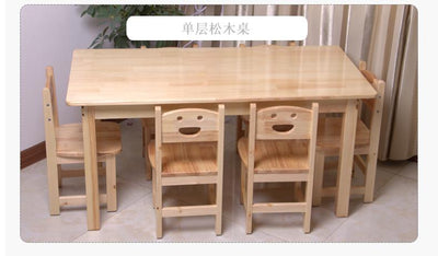 Kindergarten Children's Study Table Solid Wood Desk Chair Rectangular Table Square Desk Chair Set