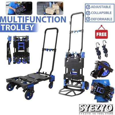 Household Foldable Trolley Big Capacity Multifunction Cart Loading 150kg Platform Trolley Can Adjust